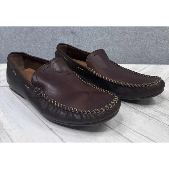 Frye Lewis Venetian Men's 9.5D Tan Brown Leather Loafers Driving Slip On Casual - Picture 1 of 9